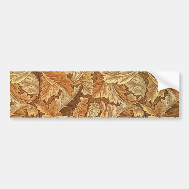 William Morris Acanthus Brown Autumn Leaves Bumper Sticker (Front)