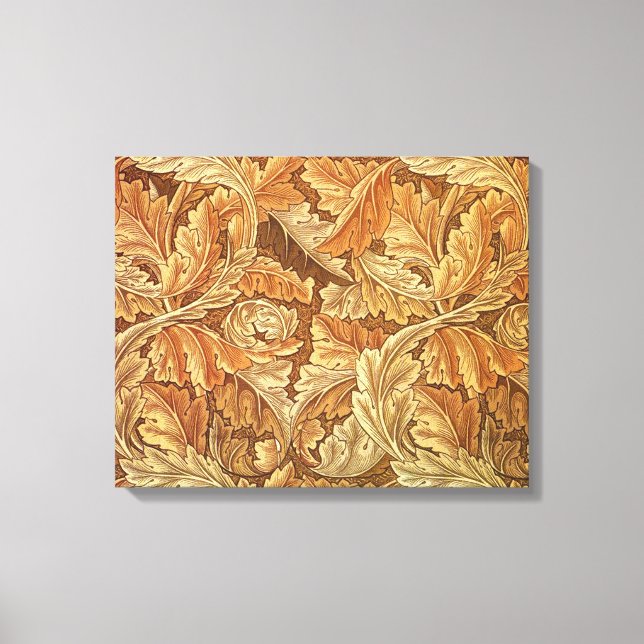William Morris Acanthus Brown Autumn Leaves Canvas Print (Front)