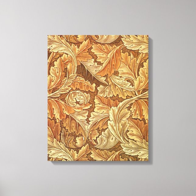 William Morris Acanthus Brown Autumn Leaves Canvas Print (Front)