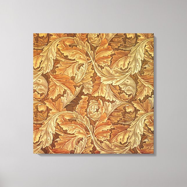 William Morris Acanthus Brown Autumn Leaves Canvas Print (Front)