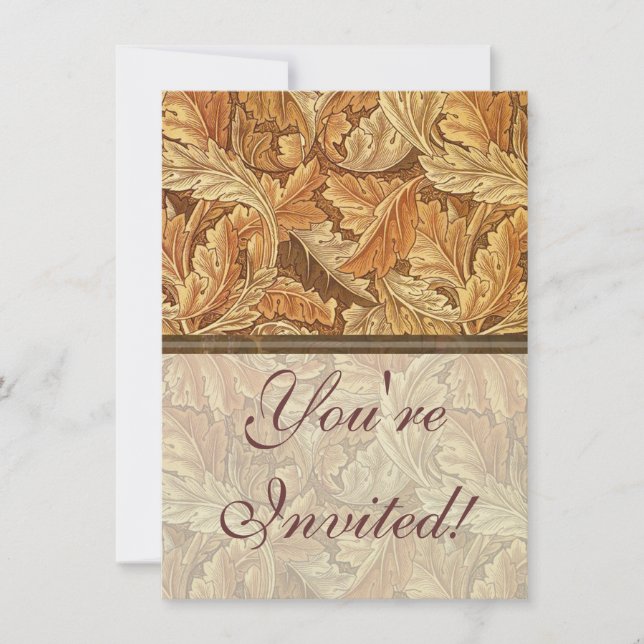 William Morris Acanthus Brown Autumn Leaves Invitation (Front)