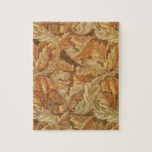 William Morris Acanthus Brown Autumn Leaves Jigsaw Puzzle