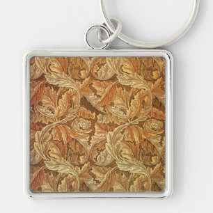 William Morris Acanthus Brown Autumn Leaves Keychain