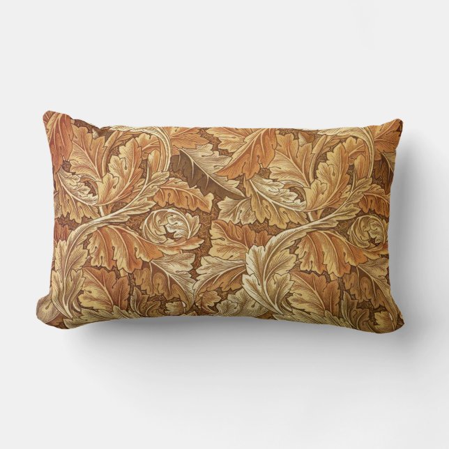 William Morris Acanthus Brown Autumn Leaves Lumbar Pillow (Front)