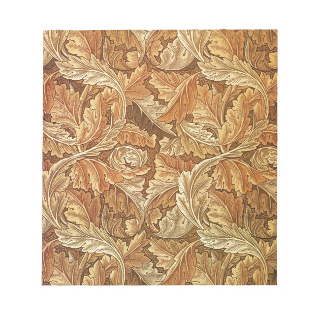 William Morris Acanthus Brown Autumn Leaves Notepad (Front)