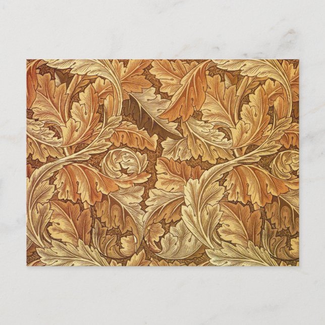 William Morris Acanthus Brown Autumn Leaves Postcard (Front)