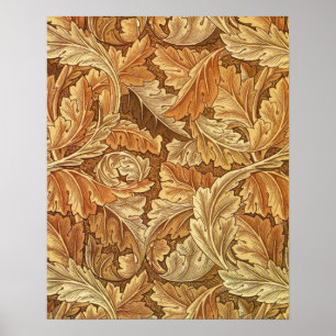 William Morris Acanthus Brown Autumn Leaves Poster