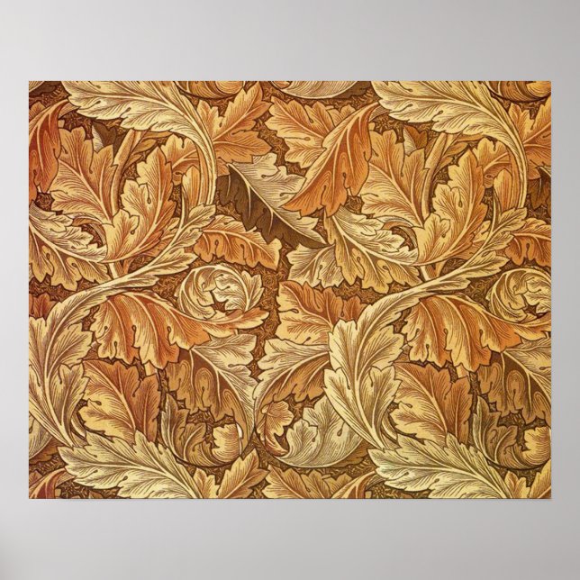 William Morris Acanthus Brown Autumn Leaves Poster (Front)
