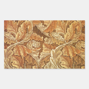 William Morris Acanthus Brown Autumn Leaves Rectangular Sticker
