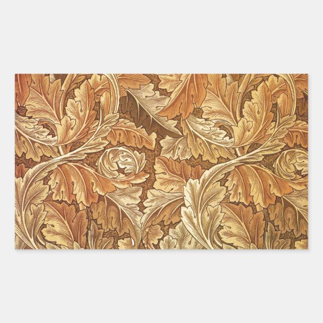 William Morris Acanthus Brown Autumn Leaves Rectangular Sticker (Front)