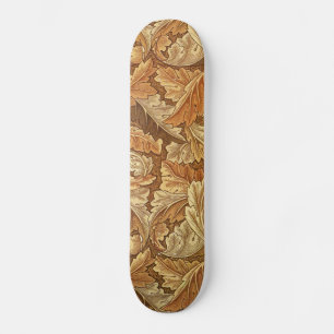 William Morris Acanthus Brown Autumn Leaves Skateboard Deck