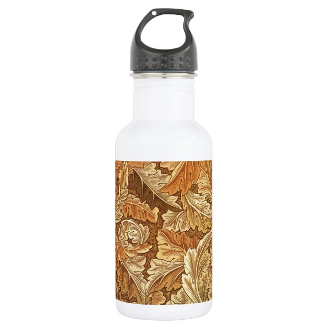 William Morris Acanthus Brown Autumn Leaves Water Bottle (Front)