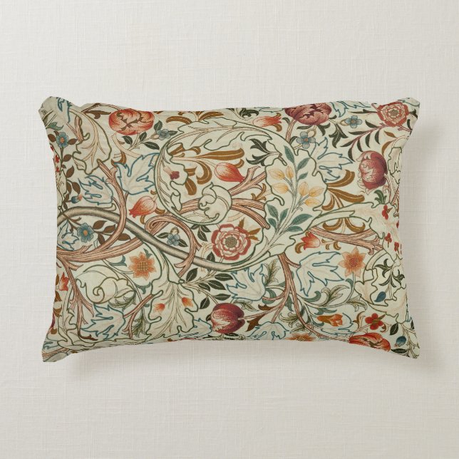 William Morris Acanthus Embroidery Floral Pattern  Accent Pillow (Front)