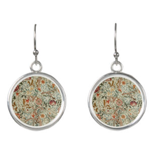 William Morris Acanthus Embroidery Floral Pattern Earrings
