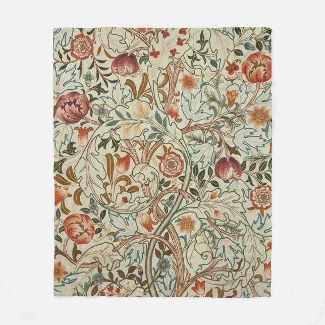 William Morris Acanthus Embroidery Floral Pattern  Fleece Blanket (Front)