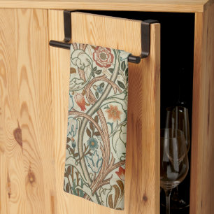 William Morris Acanthus Embroidery Floral Pattern Kitchen Towel