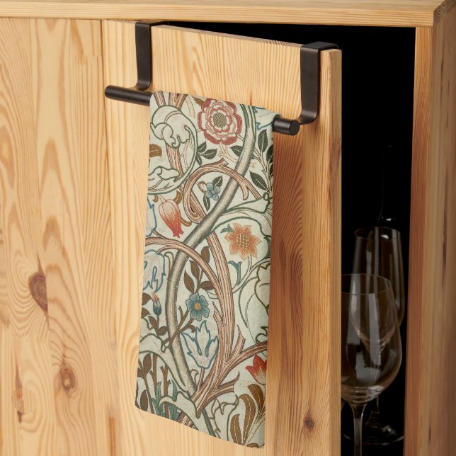 William Morris Acanthus Embroidery Floral Pattern  Kitchen Towel (Thirds Fold)