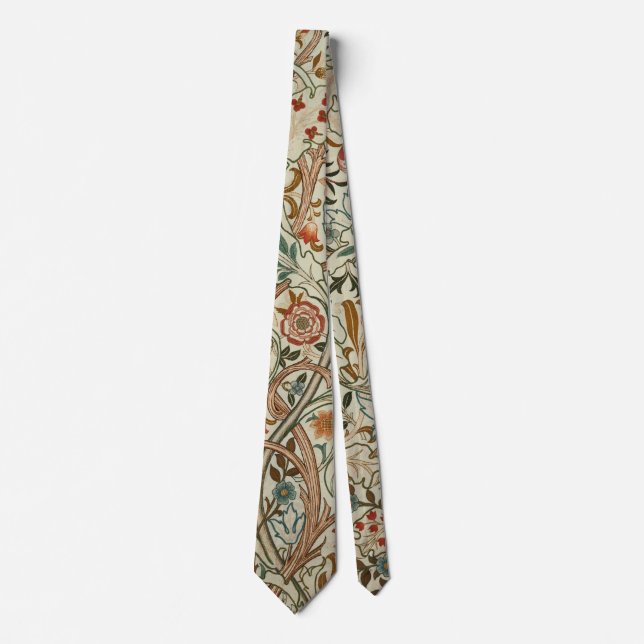 William Morris Acanthus Embroidery Floral Pattern  Neck Tie (Front)