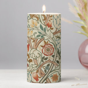 William Morris Acanthus Embroidery Floral Pattern Pillar Candle