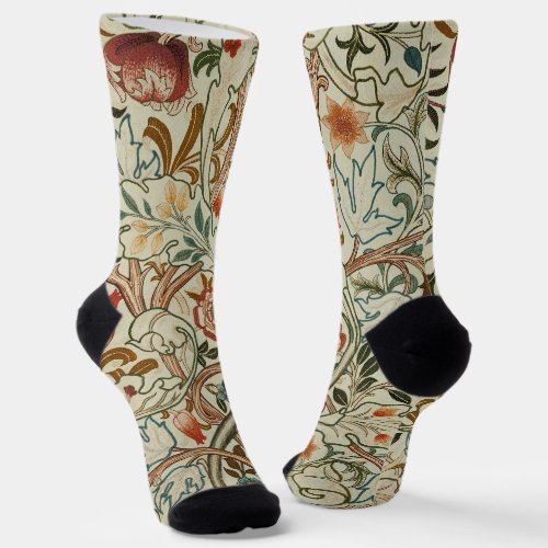 William Morris Acanthus Embroidery Floral Pattern Socks