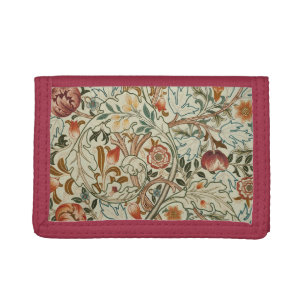 William Morris Acanthus Embroidery Floral Pattern Tri-fold Wallet