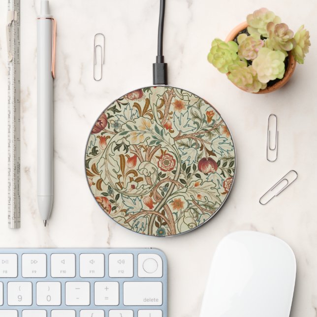 William Morris Acanthus Embroidery Floral Pattern  Wireless Charger (Desk)