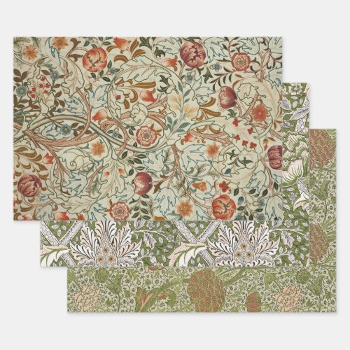 William Morris Acanthus Embroidery Floral Pattern Wrapping Paper Sheets