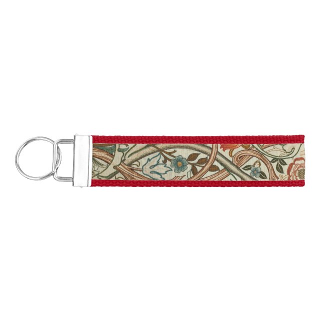 William Morris Acanthus Embroidery Floral Pattern  Wrist Keychain (Keys on Left)