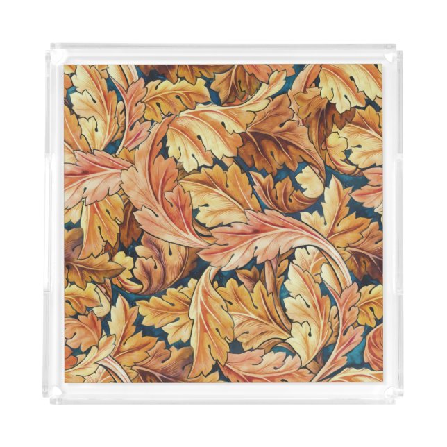 William Morris Acanthus Leaf Autumn Pattern Acrylic Tray (Front)