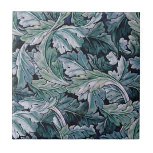 William Morris Acanthus Leaf Blue Vintage Pattern Ceramic Tile