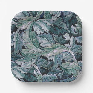 William Morris Acanthus Leaf Blue Vintage Pattern Paper Plates