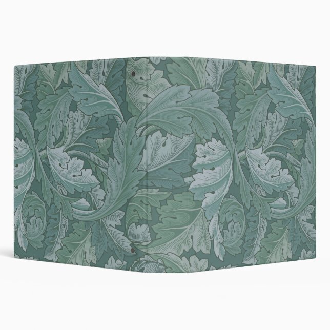 William Morris Acanthus Leaf Teal Blue Pattern 3 Ring Binder (Background)