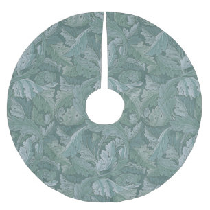 William Morris Acanthus Leaf Teal Blue Pattern Brushed Polyester Tree Skirt