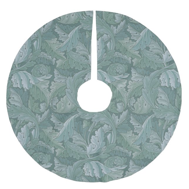 William Morris Acanthus Leaf Teal Blue Pattern Brushed Polyester Tree Skirt (Front)