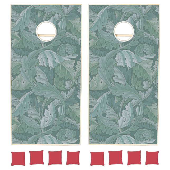 William Morris Acanthus Leaf Teal Blue Pattern Cornhole Set (Set)