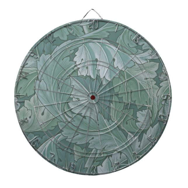 William Morris Acanthus Leaf Teal Blue Pattern Dart Board (Front)