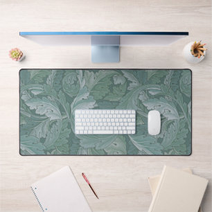 William Morris Acanthus Leaf Teal Blue Pattern Desk Mat