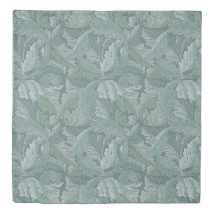 William Morris Acanthus Leaf Teal Blue Pattern Duvet Cover