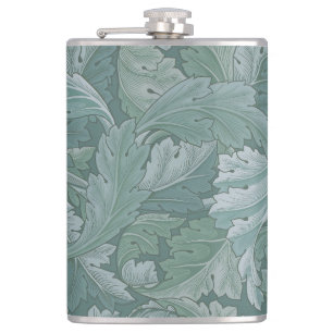 William Morris Acanthus Leaf Teal Blue Pattern Flask