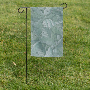 William Morris Acanthus Leaf Teal Blue Pattern Garden Flag