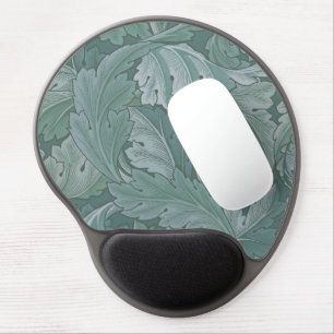 William Morris Acanthus Leaf Teal Blue Pattern Gel Mouse Pad