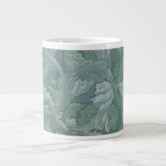 William Morris Acanthus Leaf Teal Blue Pattern Giant Coffee Mug (Front)
