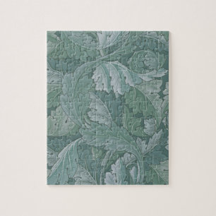 William Morris Acanthus Leaf Teal Blue Pattern Jigsaw Puzzle