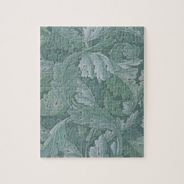 William Morris Acanthus Leaf Teal Blue Pattern Jigsaw Puzzle (Vertical)