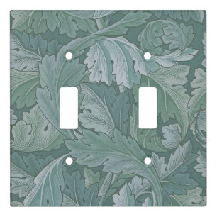 William Morris Acanthus Leaf Teal Blue Pattern Light Switch Cover