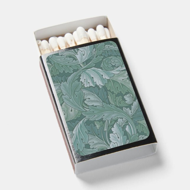 William Morris Acanthus Leaf Teal Blue Pattern Matchboxes (Front Open)