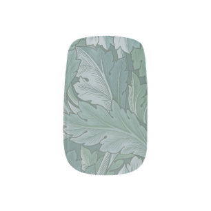 William Morris Acanthus Leaf Teal Blue Pattern Minx Nail Art