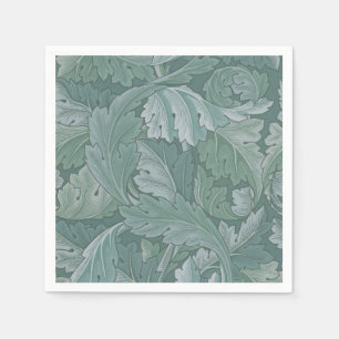 William Morris Acanthus Leaf Teal Blue Pattern Napkins