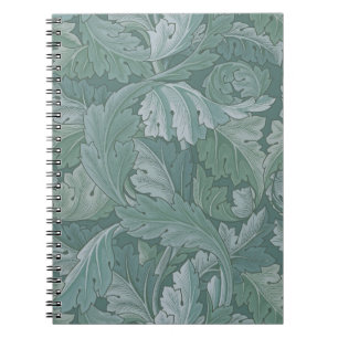 William Morris Acanthus Leaf Teal Blue Pattern Notebook