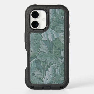 William Morris Acanthus Leaf Teal Blue Pattern iPhone 16 Case